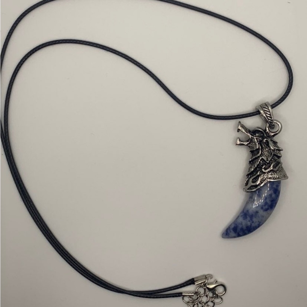 Wolf Tooth Pendant | Mens Crystal Necklace | Boyfriend Gift | Crystals For Men - Picture 1 of 3